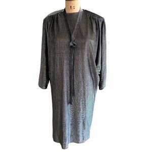 Vintage Miss Renfrew silver metallic shimmery tunic midi dress with belt